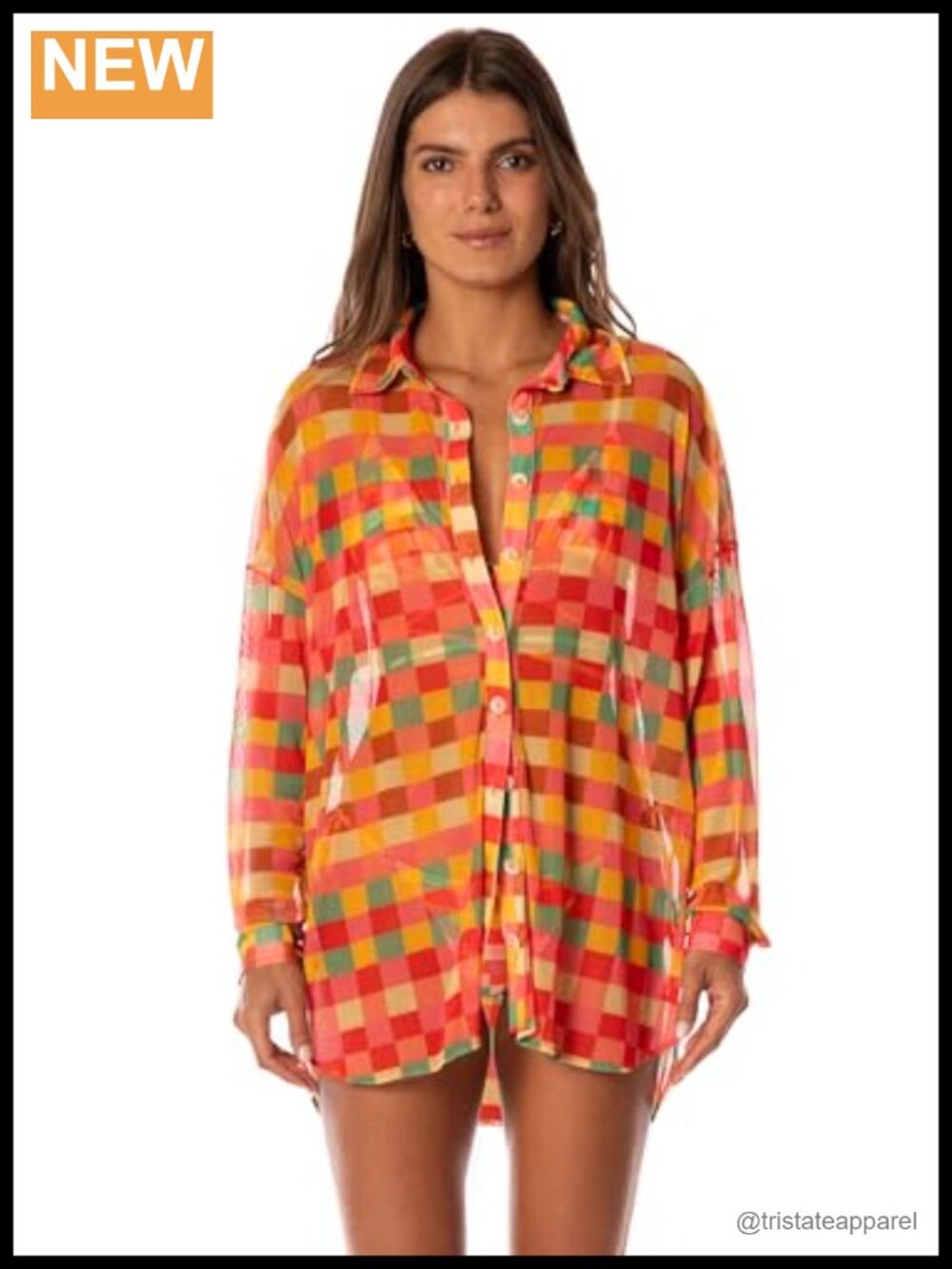 Women's Checkered Blouse Long Sleeve Button Down Multi-Way Shirt